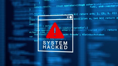 digital binary code data breach. 4k loop system hacked computer error.