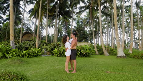 couple hugging outdoors