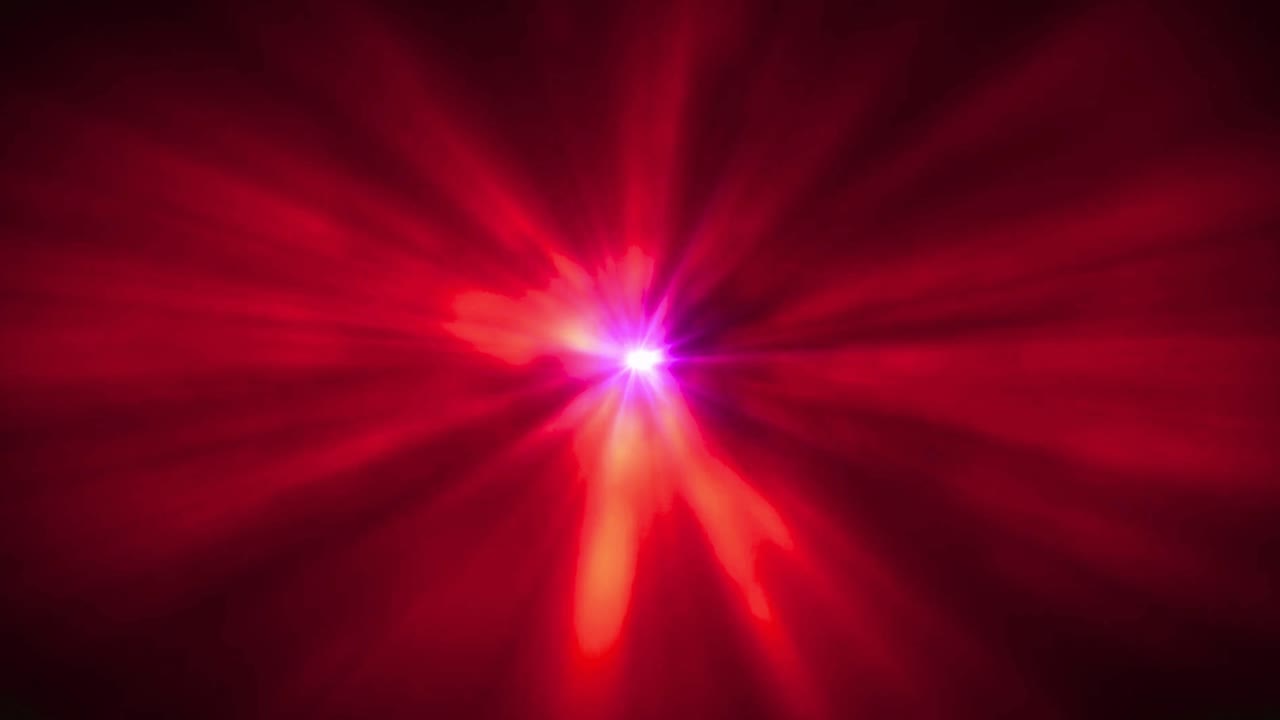 Rayons lumineux rouges vifs pulsant et s'étendant sur fond sombre