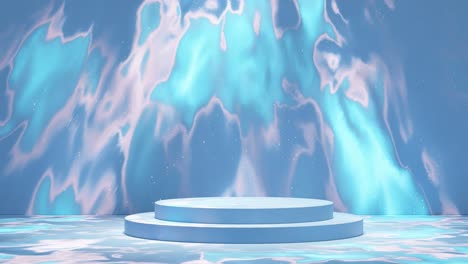 exhibición de producto venta de comercio electrónico descuento con fondo líquido animación de renderización 3d desencadenante psicodélico