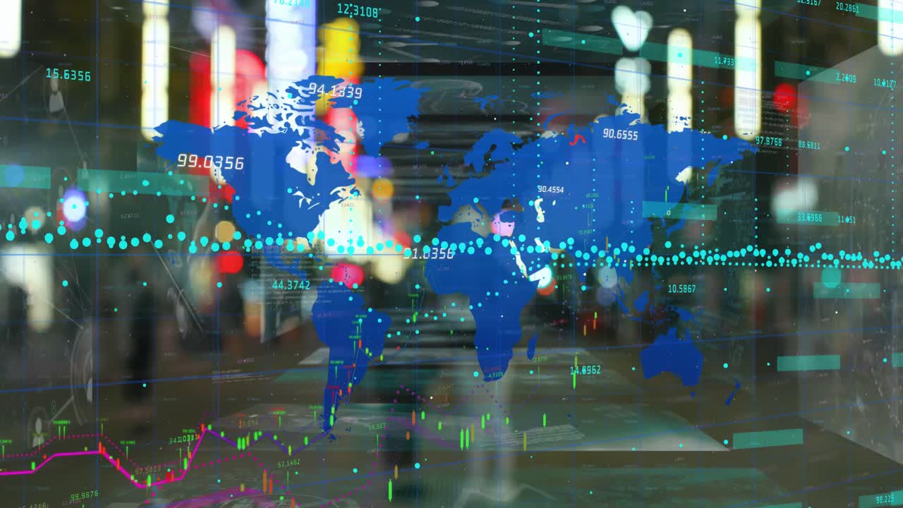 세계 지도를 통해 데이터 처리의 애니메이션