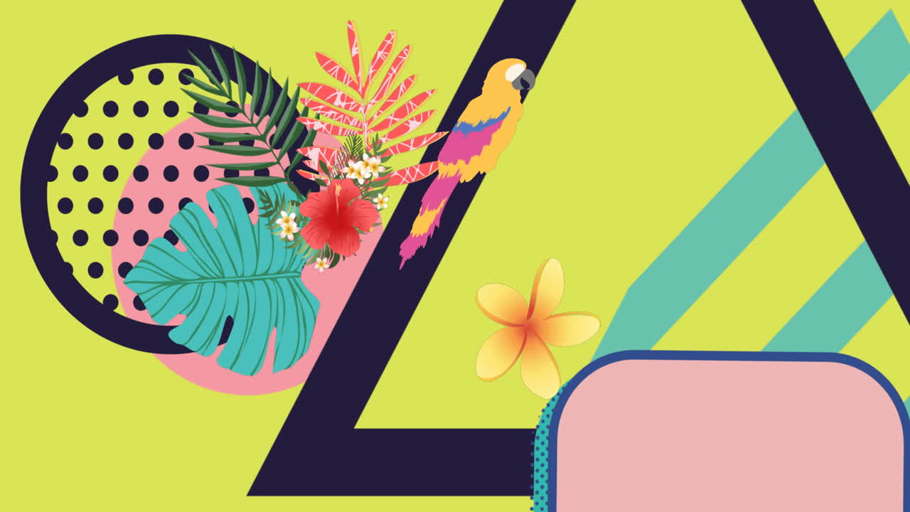 초록색 배경 위의 꽃 아이콘과 모양의 애니메이션