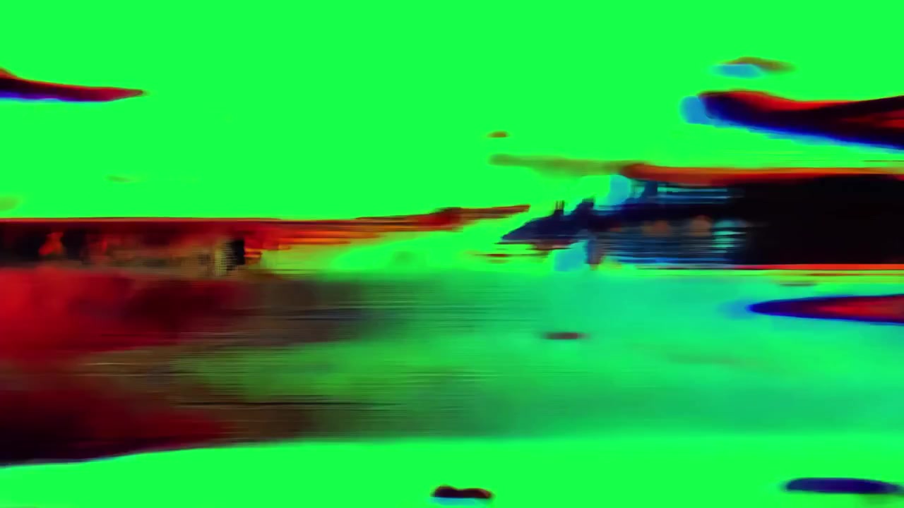 Effetto glitch digitale astratto con sfondo verde vibrante