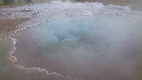 Famous-Strokkur-Geyser-At-The-Haukadalur-Geothermal-Area-In-Iceland---Drone-Shot