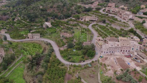 aerial view of fornalutx village at mallorca spain, aerial
