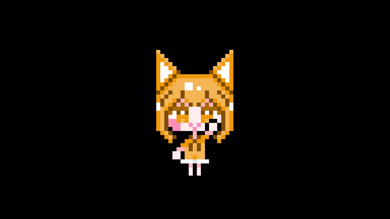 Pixel Cat girl Raising hand short hair Looping animation. 1080p (8).mov