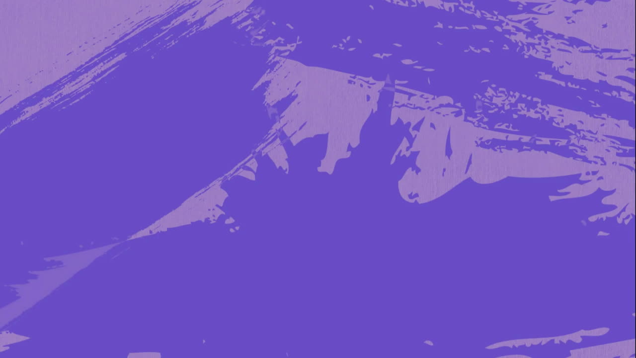 Animation of distressed shapes moving over purple background