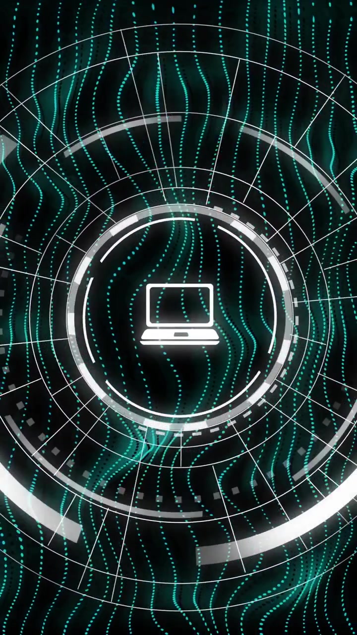 Animation of scope scanning with icons over lines on black background
