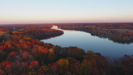 fall colors river aerial flyover