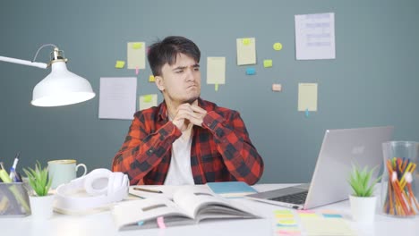 male student watching information and useful content.