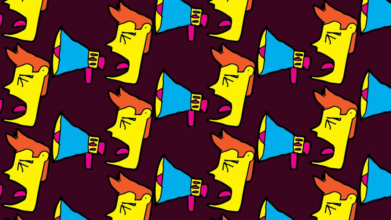 kids drawing pop art seamless background with theme of megaphone speech