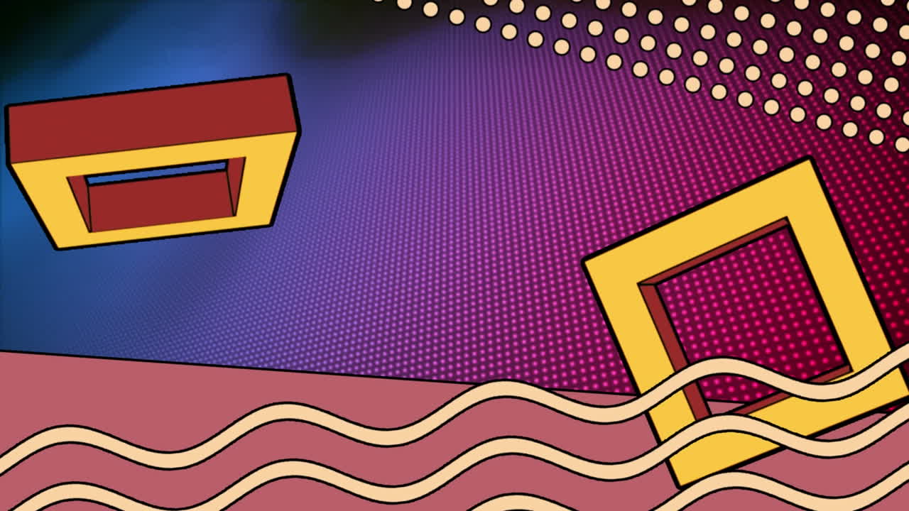 Animation of abstract shapes pattern and spots background