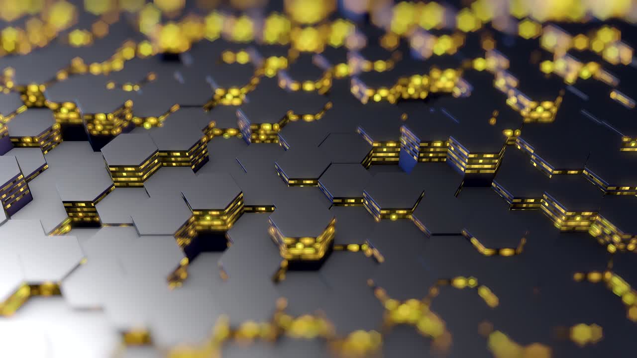 hexágonos abstractos fondo de movimiento aleatorio, animación de bucle 3d en 4k.