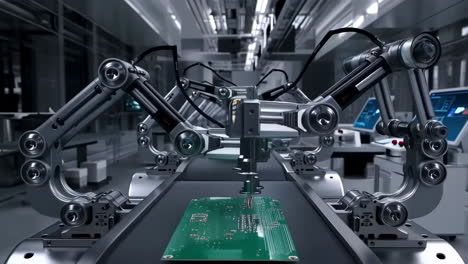automated manufacturing of circuit boards in a modern factory