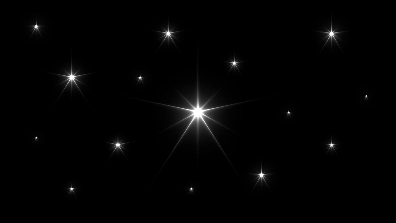 Stelle bianche animate scintillanti su sfondo nero