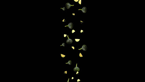Green Pumpkins Falling Down With Alpha Channel