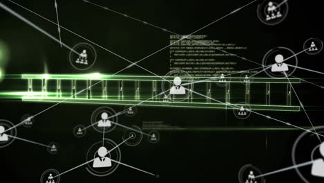animación de cadenas de adn y conexiones de red a través del procesamiento de datos digitales