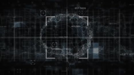 múltiples números cambiantes sobre el cerebro humano y ondas digitales contra un fondo negro