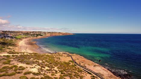 Aerial view of seascape along the vast beach on the South Coast during summer