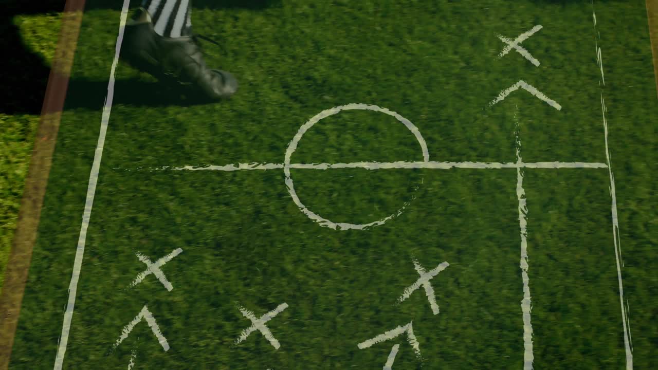 Animasi konfeti emas berjatuhan di atas bola sepak dan peluit
