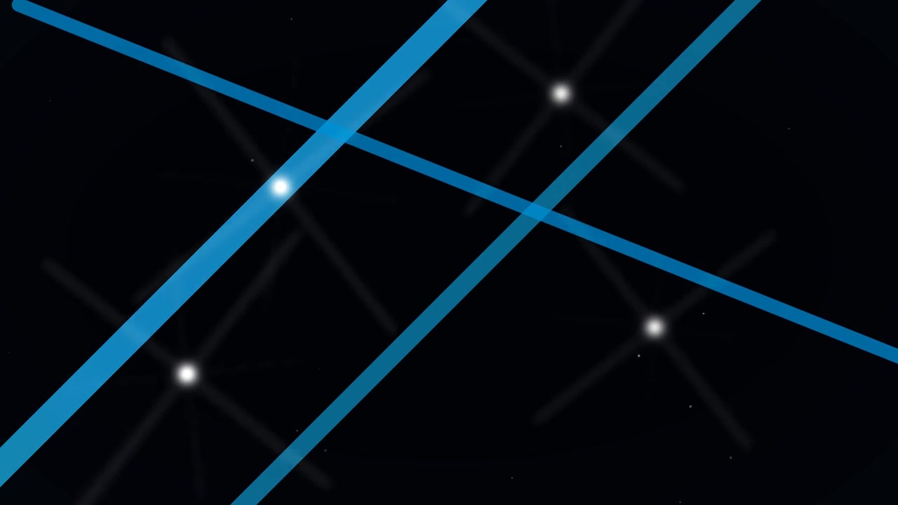 Sfondo animato astratto con linee blu luminose e punti luce