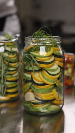 pickled zucchini in jars