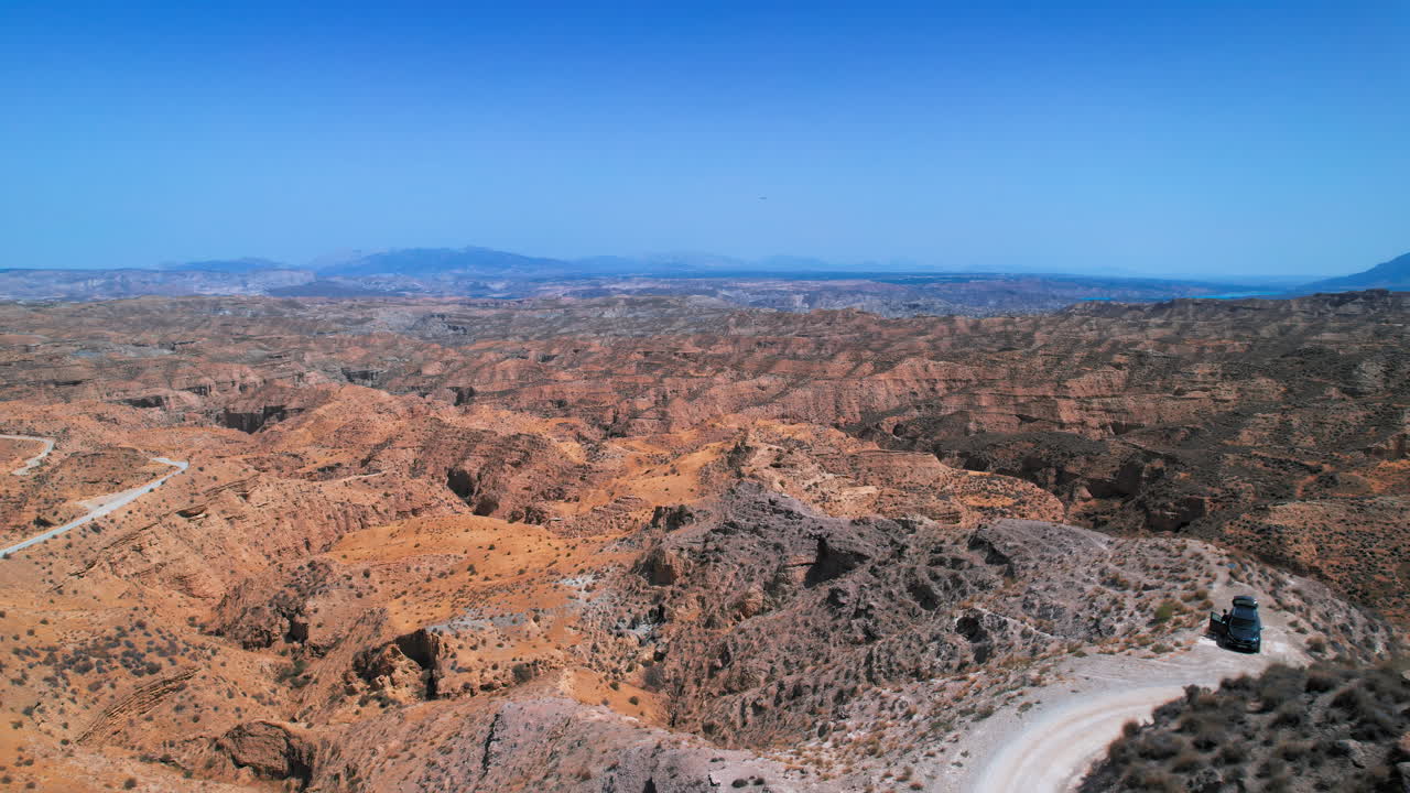 Aerial view of the Gorafe desert in Granada, Spain