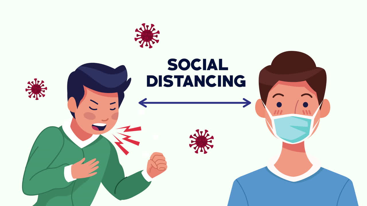 social distancing campaign with men characters