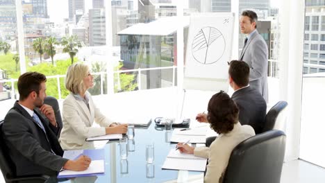 businessman giving presentation to his colleagues