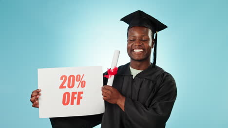 Graduation,-sales-poster-and-studio-black-man