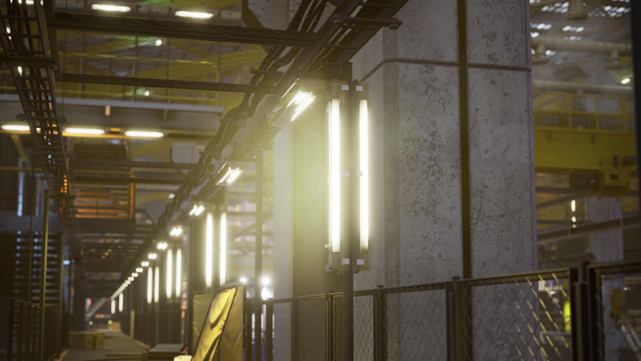 Urban industrial interior with bright lighting in a modern workspace