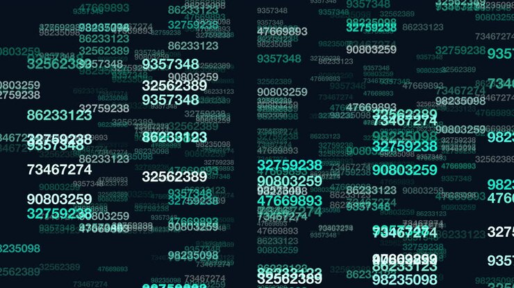 Matrix pattern with numbers on black space