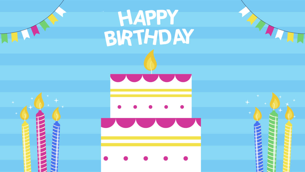 movimiento gráfico de colorida colección de invitaciones de cumpleaños dibujadas a mano