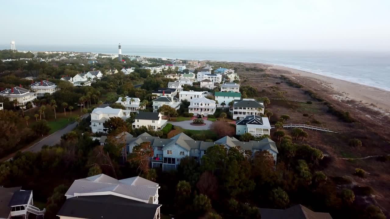 empujón aéreo tybee island georgia, faro de tybee island, tybee island light station, tybee island georgia