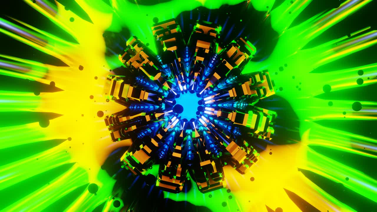 animación 3d de bucle 4k. líneas de neón abstractas se mueven en el espacio. fondo futurista. tráfico de neón