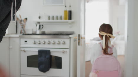 father getting daughter ready for school dad kissing his little girl goodbye 4k