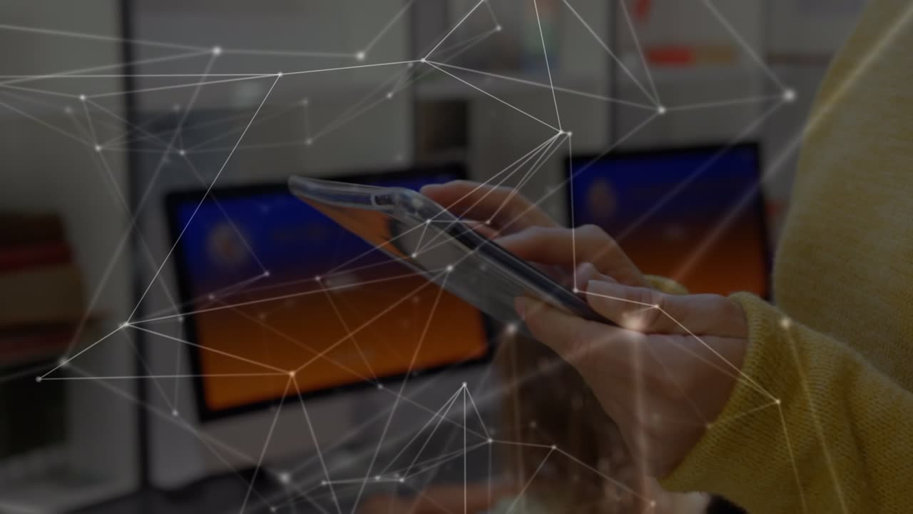 Animation of network of connections over pupil using technology