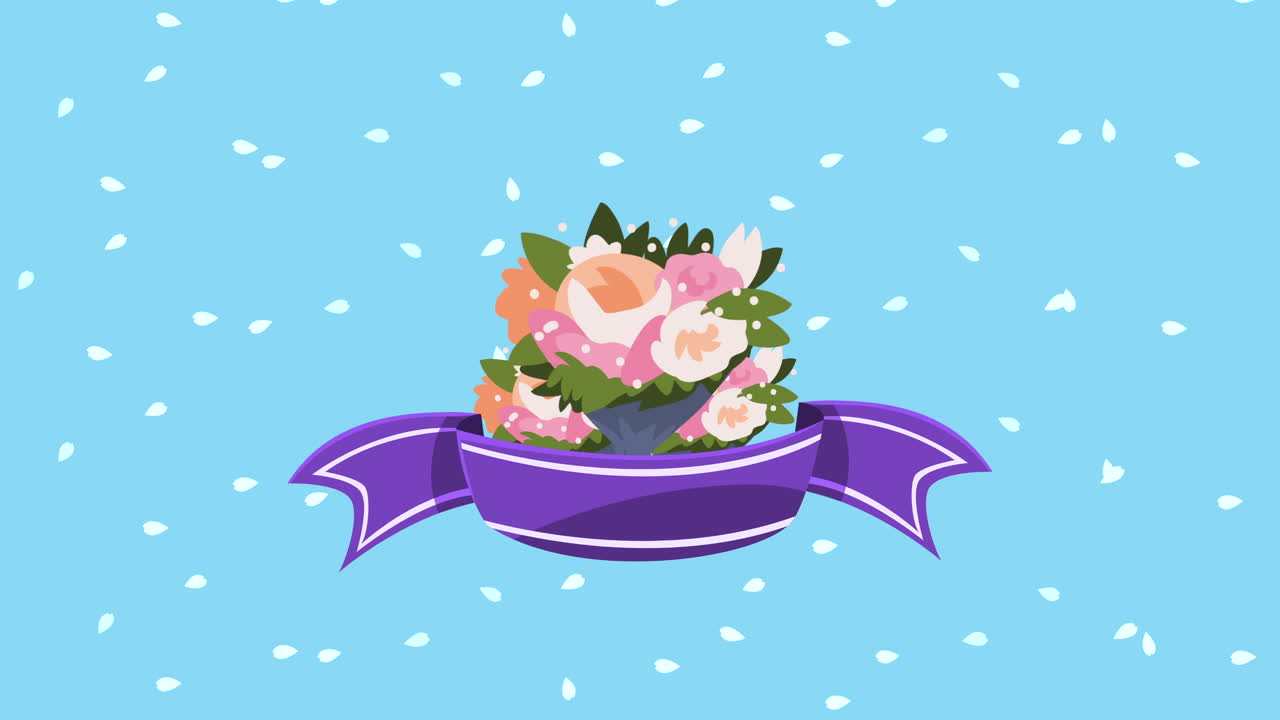 리본이 있는 아름다운 꽃봉오리