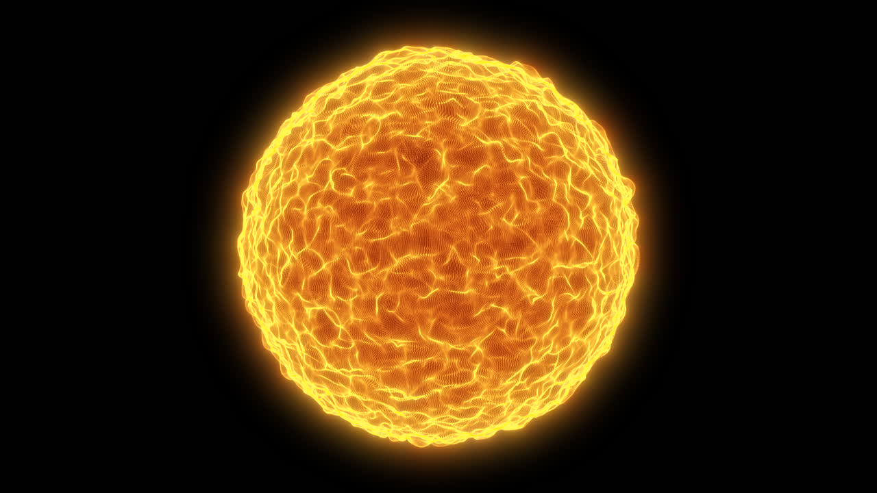 Luminous Sun Sphere: Energetic Lava Waves, Fractal Lights, and Glowing Flames with Alpha Transparency