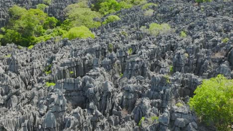 spin over tsingy rocks in madagascar - aerial shot