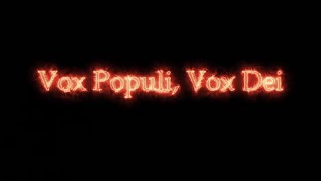 vox populi vox dei written with fire. loop