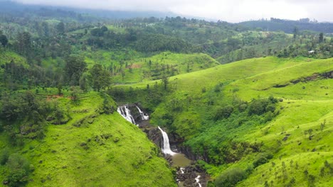 waterfall in a mountain valley.
