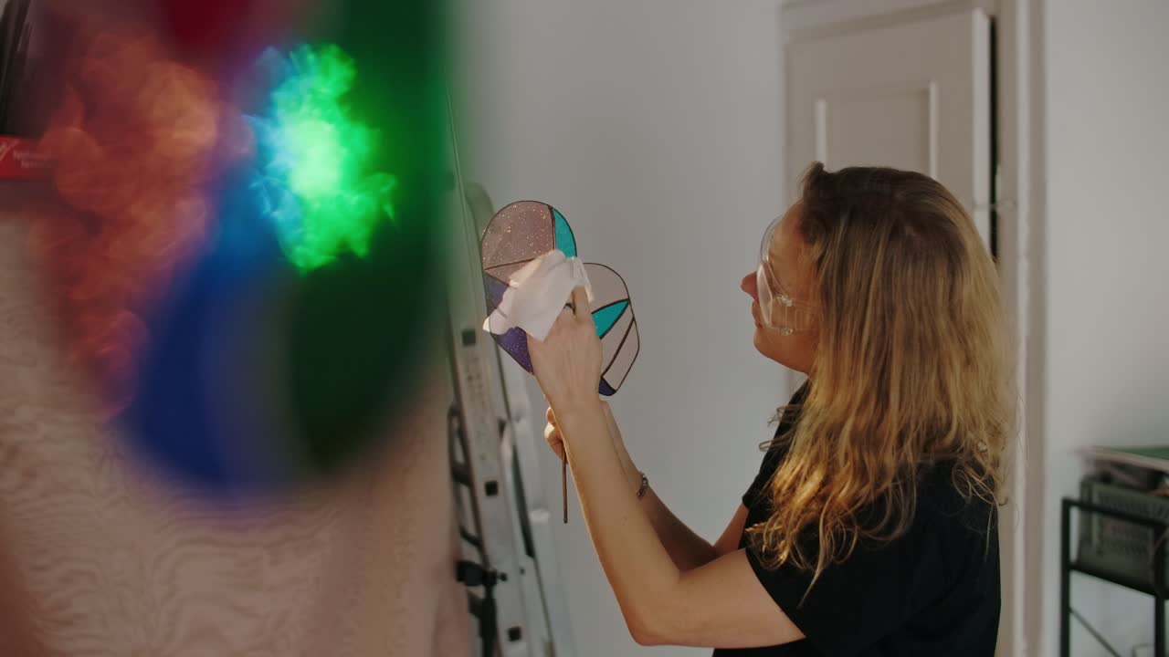 Woman Crafting Stained Glass Art