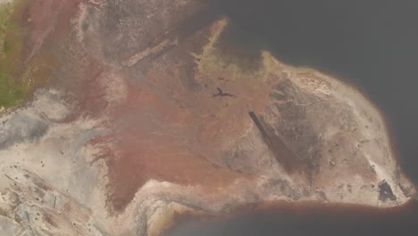 toma aérea de un dron cenital de la playa del lago de arena en la textura de las tierras altas escocesas desde arriba del paisaje del reino unido