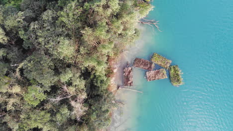 Arial-drone-shot-of-Sun-Moon-Lake-in-the-early-morning