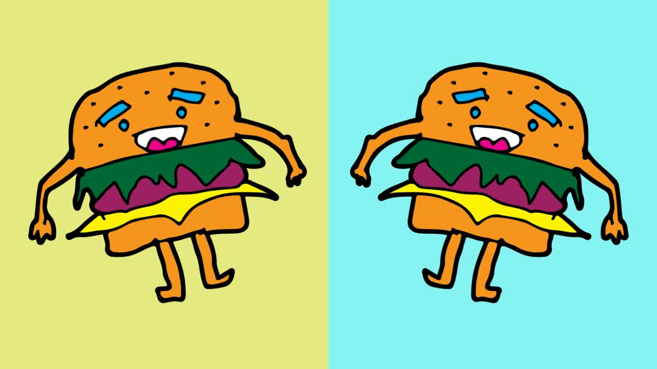 ハンバーガーをテーマにした子供の絵のポップアートシームレス背景