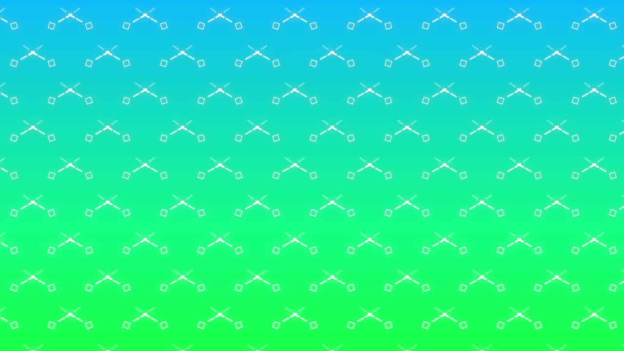초록색과 파란색 그라디언트 배경에  ⁇ 색 모양의 격자 애니메이션