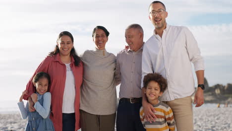 Gesicht,-Strand-Und-Familie-Mit-Liebe