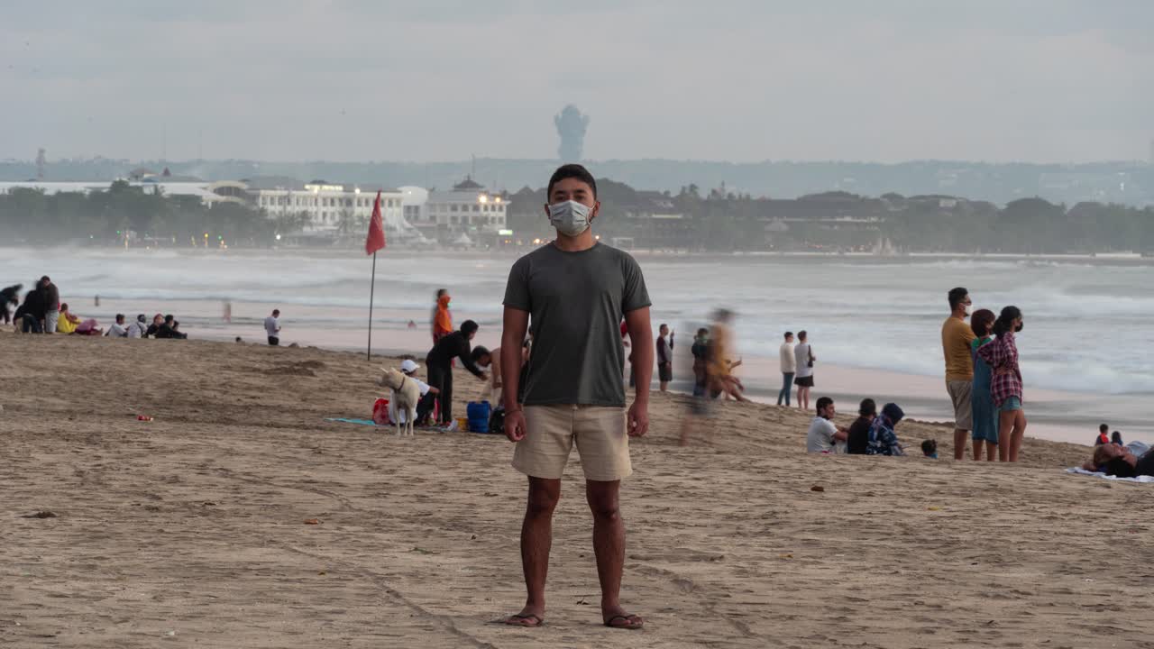 Man wearing a mask on a Bali Beach