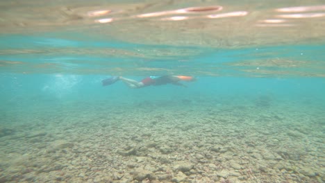 father son snorkeling in hanauma bay hawaii exploring tropical reef fish